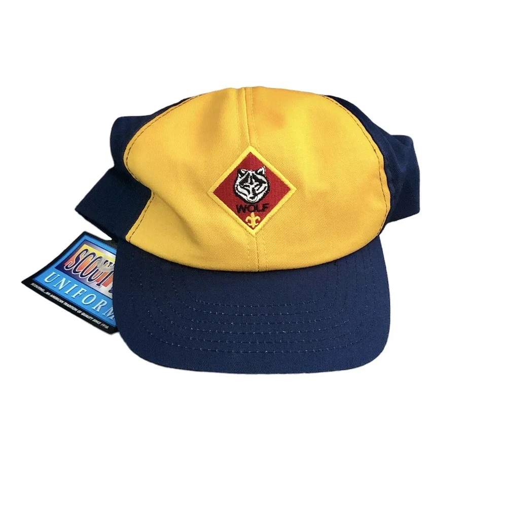 Boy Scouts BSA Wolf Scout Snapback Hat Cap Medium/Large Made in USA Tags Vtg NOS